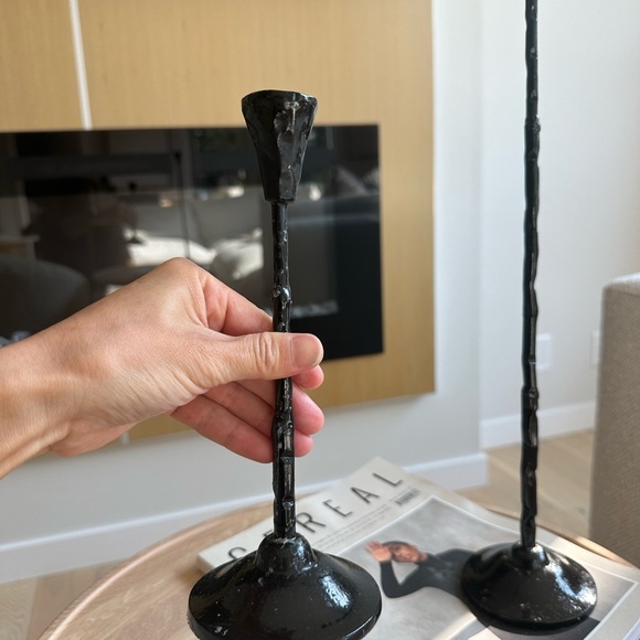 Rho Black Taper Candle Holder – Set of 2 (Discontinued, CB2 Exclusive) - Picture 2 of 5